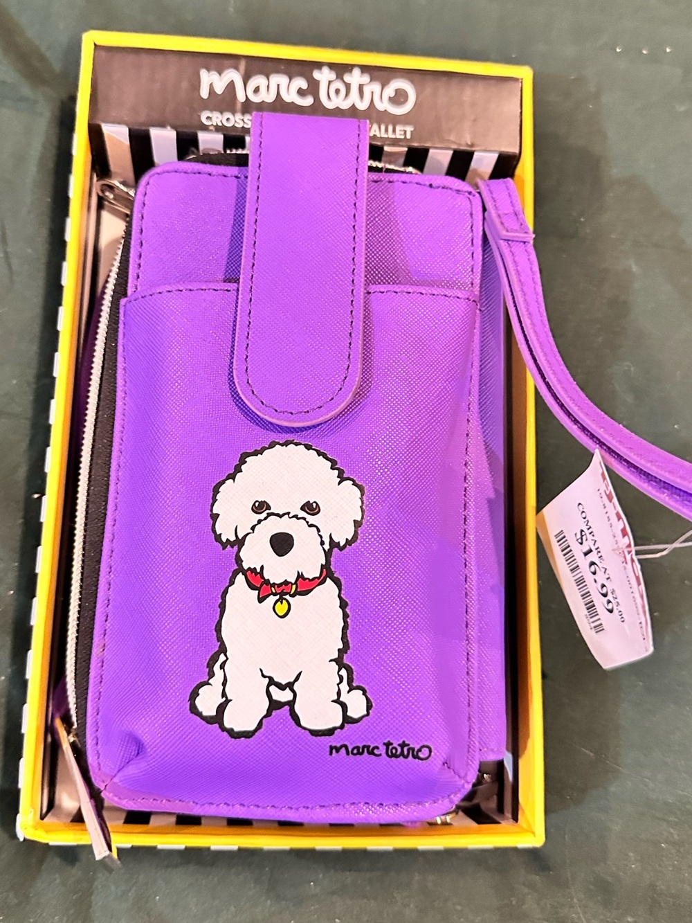 Marc Tetro Purple Dog Crossbody Wallet